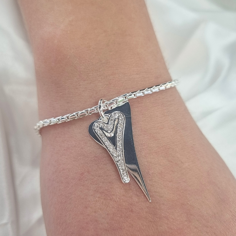 Miss Dee Sparkle & Open Heart Bracelet in Silver
