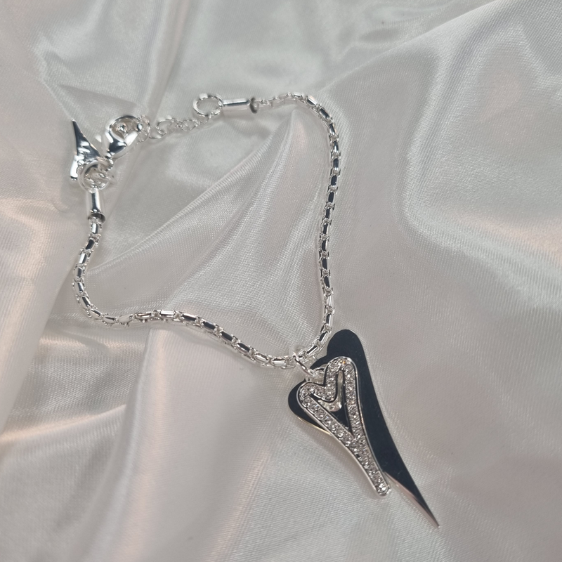Miss Dee Sparkle & Open Heart Bracelet in Silver