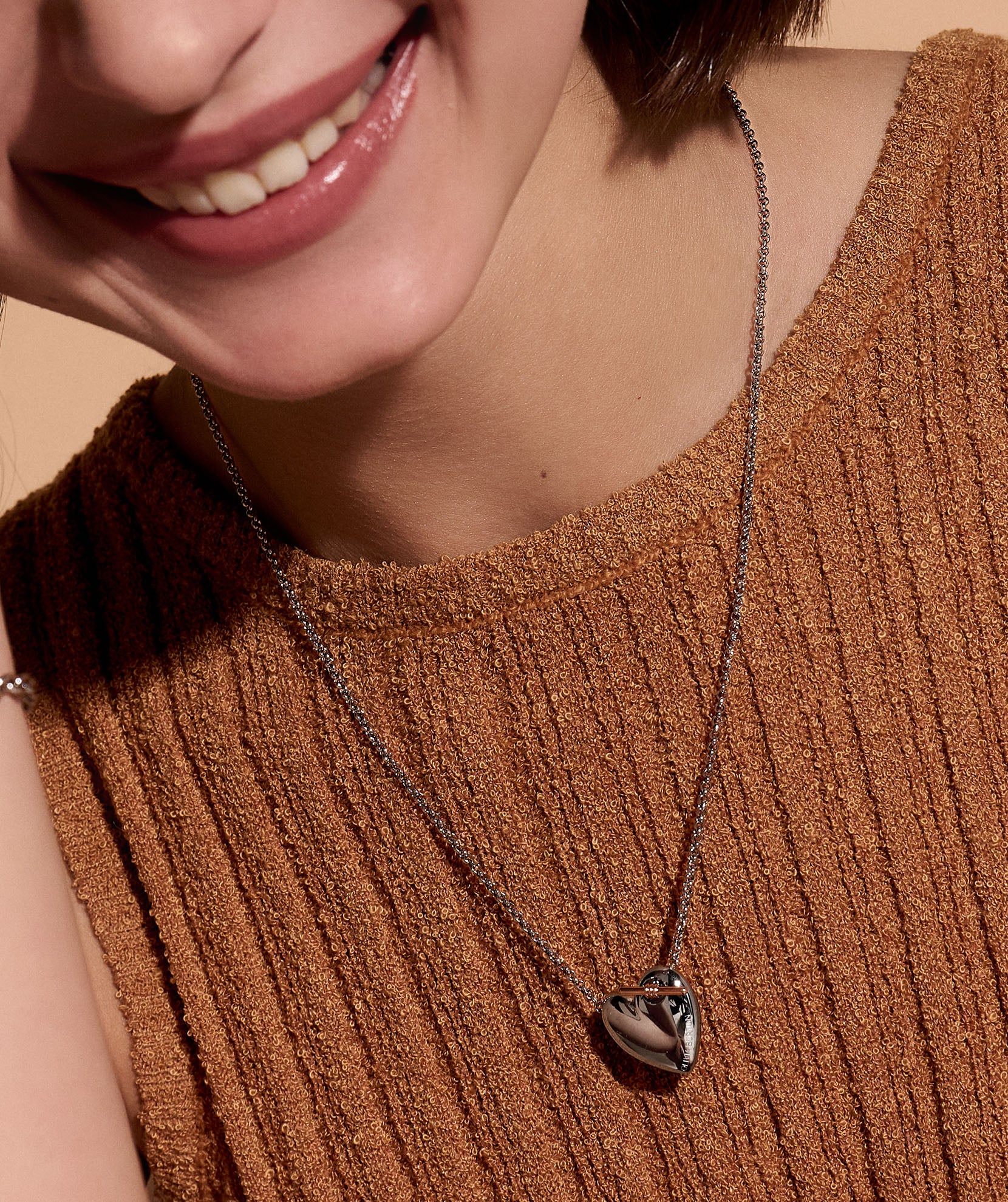 Olivia Burton Classic Knot Heart Necklace in Silver Cherry Soda