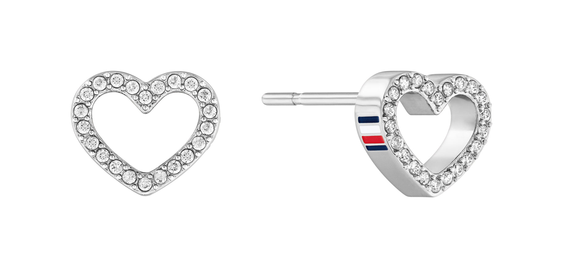 Tommy Hilfiger Crystal Heart Stud Earrings in Silver – Cherry Soda
