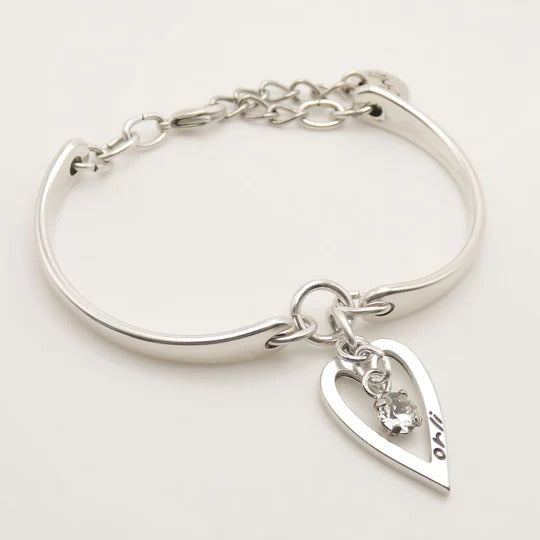 Orli Mini Open Heart & Crystal Brangle in Silver