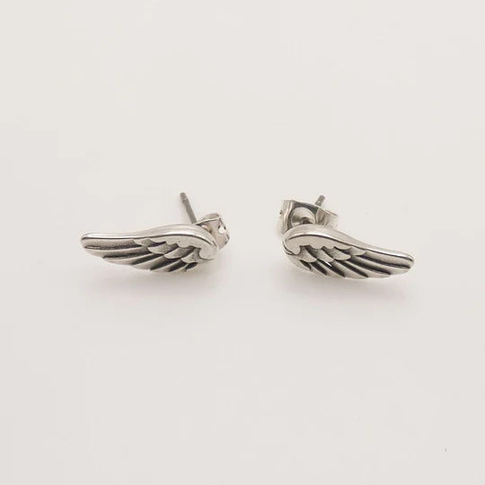 Orli Angel Wing Stud Earrings in Silver
