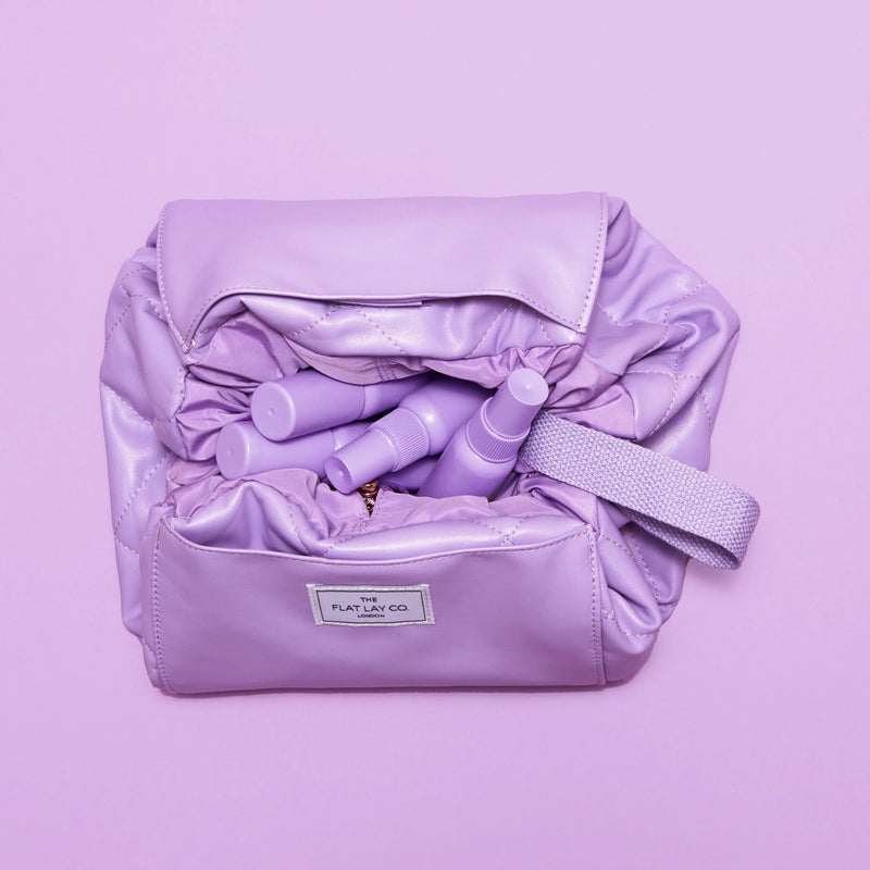 The Flat Lay Co. Lilac Faux Leather Flat Lay Makeup Bag