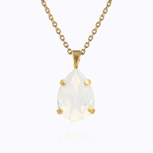 Caroline Svedbom Mini Drop Necklace in White Opal & Gold