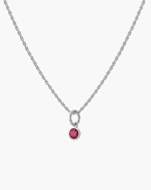 Tutti & Co. July Birthstone Necklace in Silver - Ruby