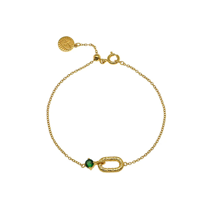 Amelia Scott Alma Vintage Oval Bracelet in Emerald & Gold