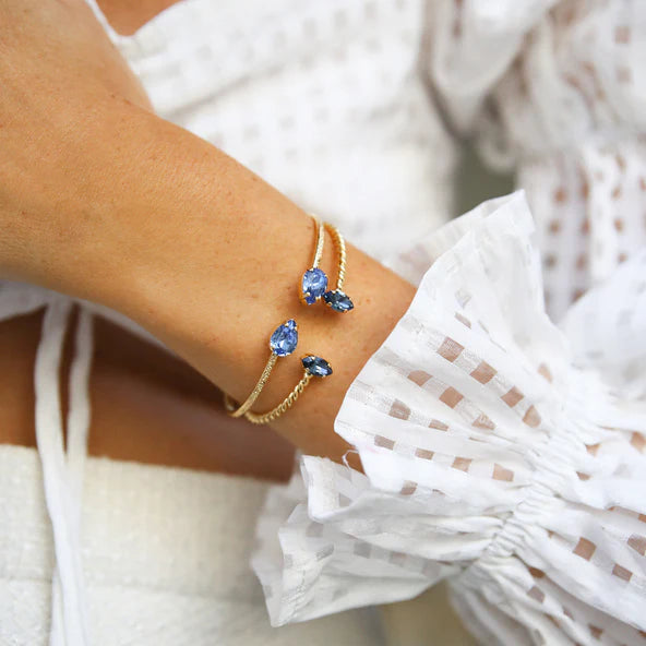 Caroline Svedbom Petite Navette Bracelet in Denim Blue & Gold