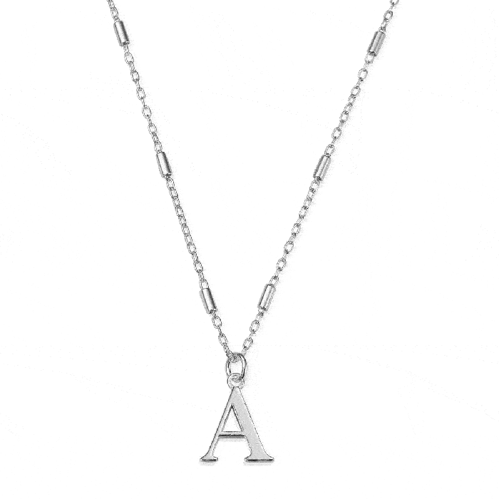 L Letter Name Alphabet Silver Plated Chain Pendant