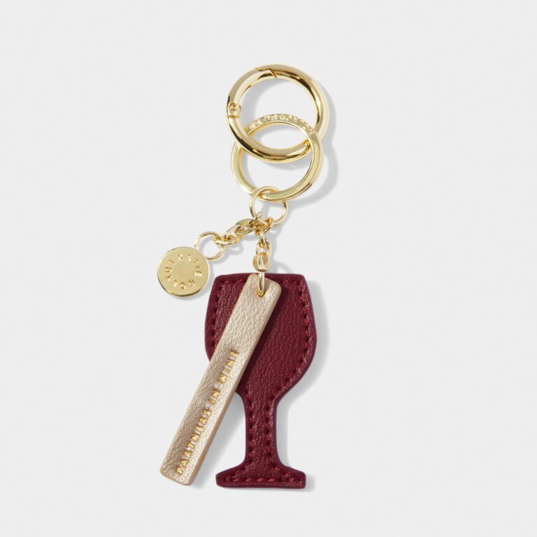 Katie Loxton Partners in Wine Chain Keyring in Plum