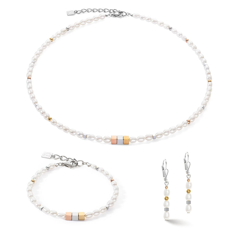 Coeur De Lion Freshwater Pearls & Geocube Trilogy Jewellery Set