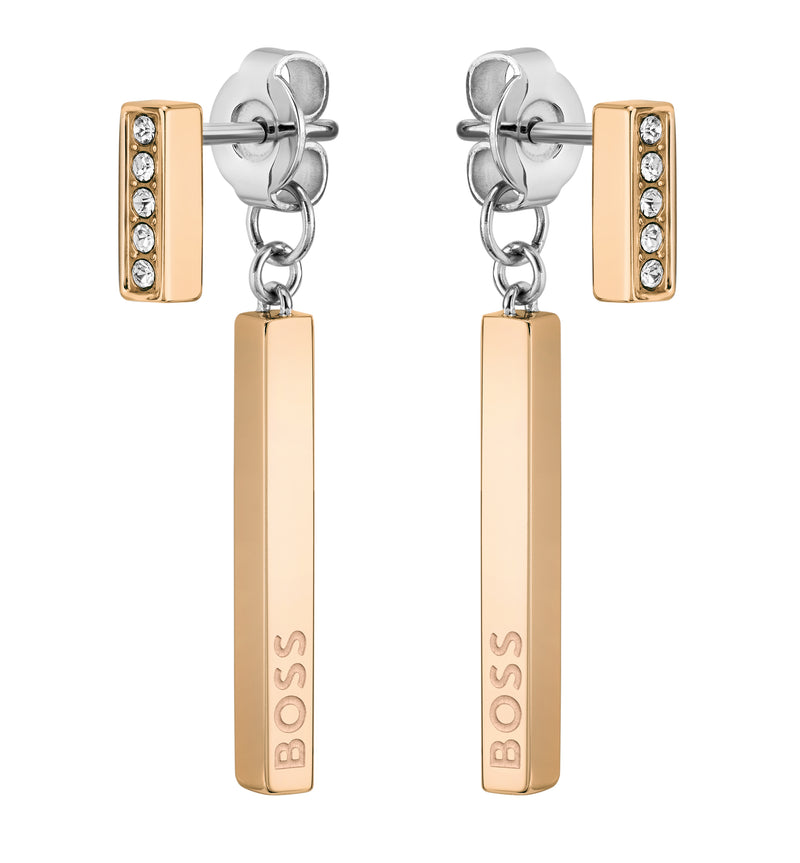 Hugo Boss Saya Carnation Earrings in Rose Gold