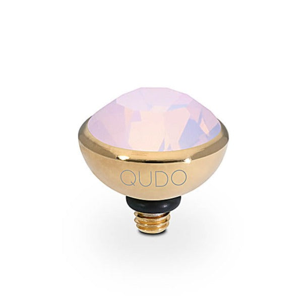 Qudo 10mm Rose Opal Bottone in Yellow Gold