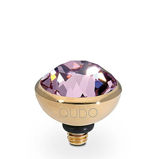 Qudo 10mm Light Amethyst Bottone in Yellow Gold