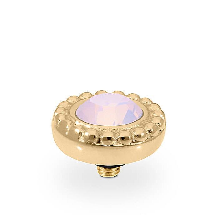Qudo 11mm Rose Opal Ghiare in Yellow Gold
