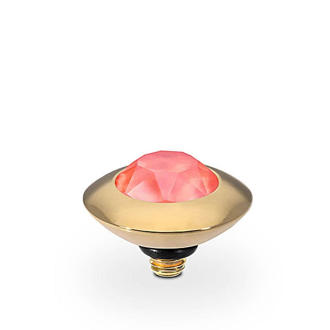 9mm Light Coral Tondo in Yellow Gold