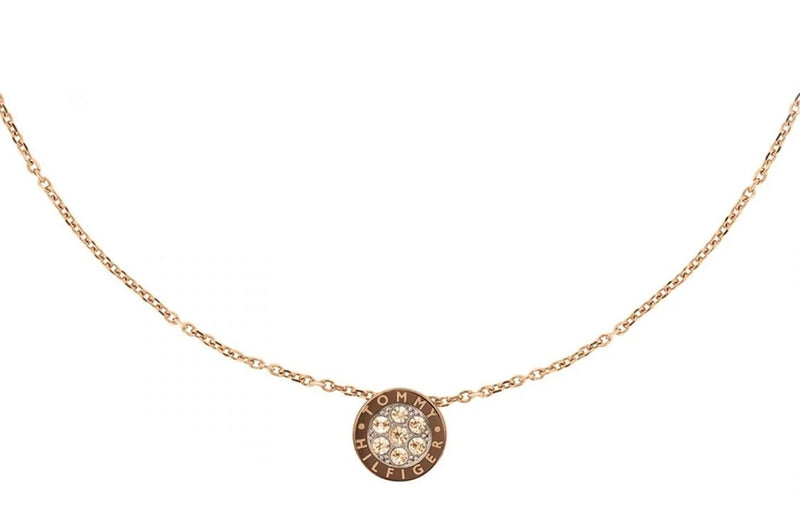 Tommy Hilfiger Silk Multi Crystal Necklace in Rose