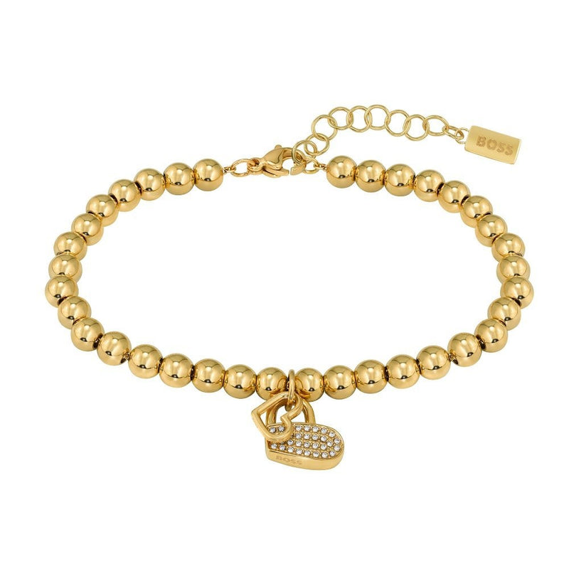 Hugo Boss Heart Beaded Bracelet in Gold