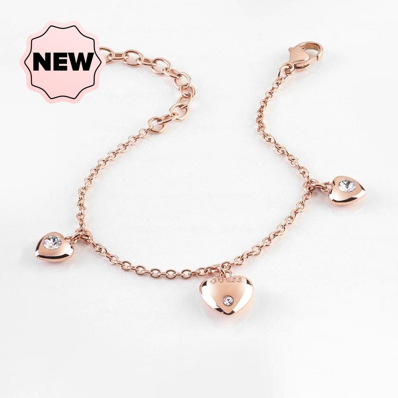 Guess For Lovers Heart Charm Bracelet in Rose